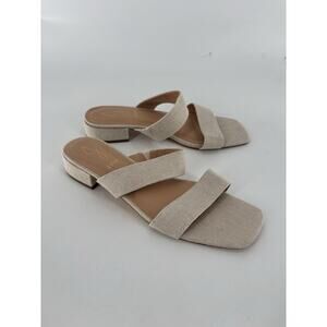 Joie Nolita Sandals Womens 10M Beige Open Toe Canvas Fabric Strappy Mules Casual